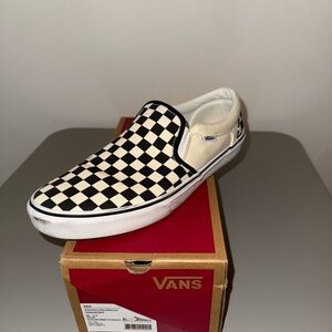 Vans Men's Black and White Checkered Slip-On Shoes